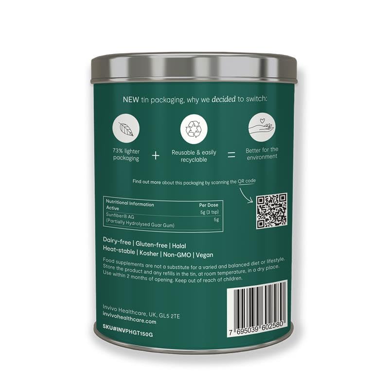 Bio.Me Prebio PHGG (150g Tin - 30 Day Supply) - Prebiotic Fibre Powder Supplement - Water Soluble Fibre to Support Microbial Bacteria Diversity in The Gut - Vegan Friendly & Gluten Free - by Invivo 150g (Tin)