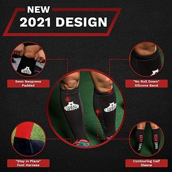 Bear Grips Deadlift Shin Guards - Breathable Gym Equipment Rope Climbing Shin Guard for Men and Women - Injury Prevention Calf Support Shin Guard Sleeves for Ultimate Shin Protection Black Small