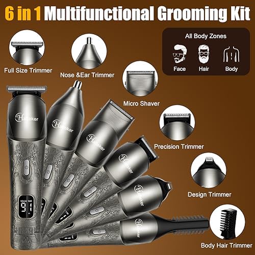 [Australia] - Hatteker professional hair clipper hair trimmer men's beard trimmer hair trimmer razor men's electric precision trimmer body hair trimmer nose hair trimmer waterproof 6 in 1 