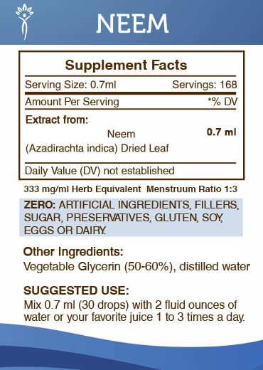 [Australia] - Secrets of the Tribe Neem Tincture Alcohol-Free Extract, Neem (Azadirachta Indica) Dried Leaf Tincture Supplement 4 oz 4 Fl Oz (Pack of 1) 