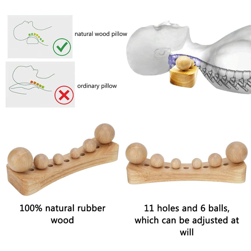 [Australia] - Wooden Point Massager, Psoas Muscle Release Tool, 6 Massage Heads, Back, Waist, Shoulder, Neck, Hips, Pelvic Correction, Manual/Hand-Powered 