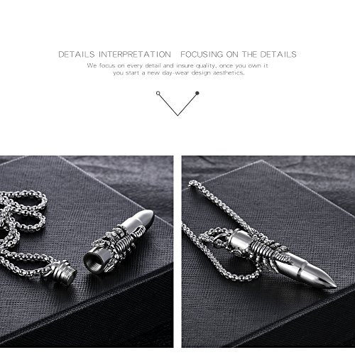 Scorpion Bullet Shape Urn Necklace for Ashes Cremation Memorial Jewelry Silver