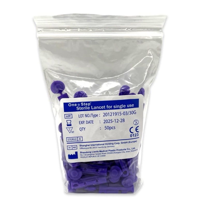 [Australia] - One Step Lancing Device & 100 x 30 Gauge Twist Top Lancets, Blood Sampling Pen, 5 Depth Settings, Diabetic Sugar Level Testing, Less Pain and Ejector 
