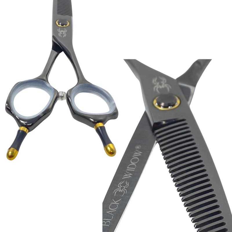 Dos Manos HIGH-END Razor Edge Series Barber Blending Hair Scissors - Japanese Stainless Steel Salon Scissors 6" Overall Length - Fine Adjustment Tension Screw Gold