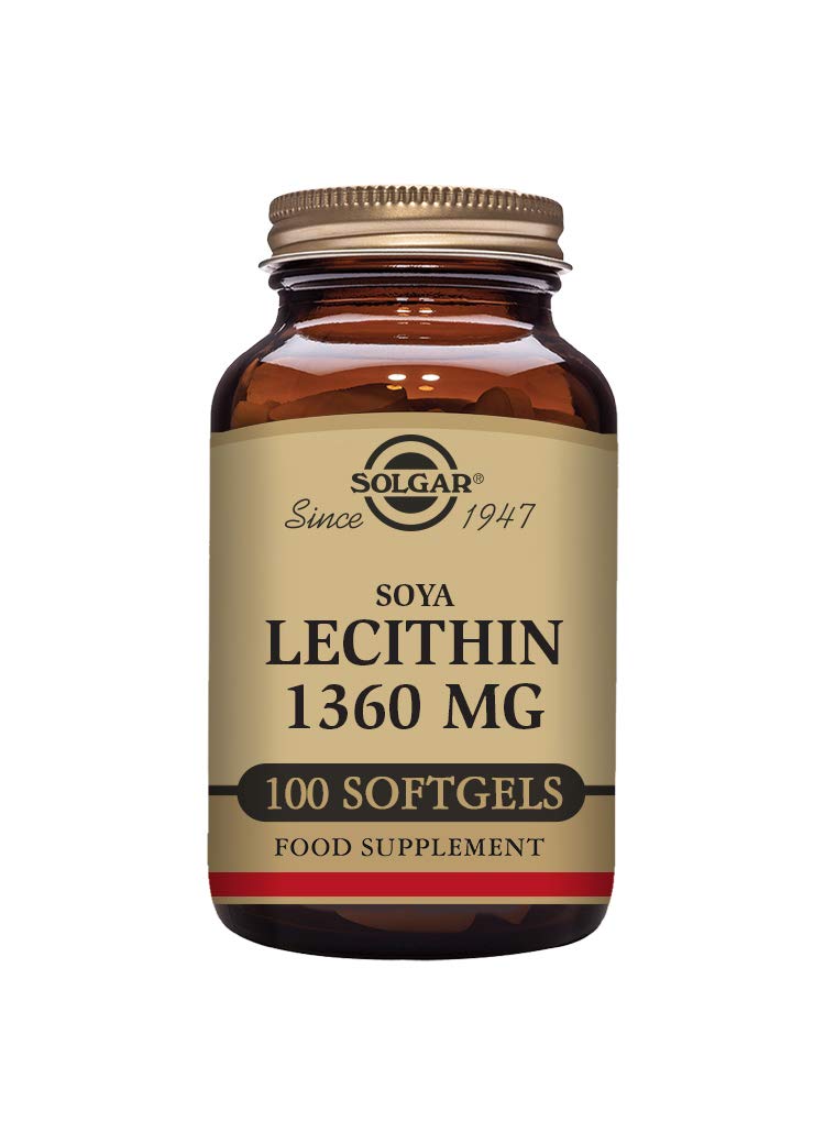 Solgar Lecithin 1360mg, 100 Softgels - Supports Overall Health - Natural SOYA Lecithin - Source of Choline & Essential Fat Linoleic Acid - Gluten Free, Dairy Free - 100 Servings 100 Count (Pack of 1) Standard Packing