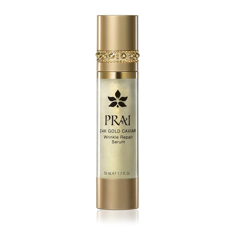 PRAI Beauty 24K Gold Caviar Wrinkle Repair Serum for Face | Anti-Aging Serum with Hyaluronic Acid to Plump and Fill In Wrinkles | Anti-Wrinkle Serum with Vitamin C for Brighter, Firmer Skin | 1.7 Oz 1.7 Ounce (Pack of 1)
