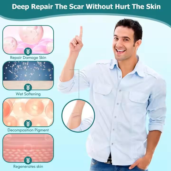 Silicone Scar Cream Scar Gel - Advanced Scar Gel Scar Treatment for Stretch Marks Removal, Old & New Scars, Surgical Scars, Burns, Acne, C-Section, Keloid Scar Treatment for Women & Men, 1.76Oz