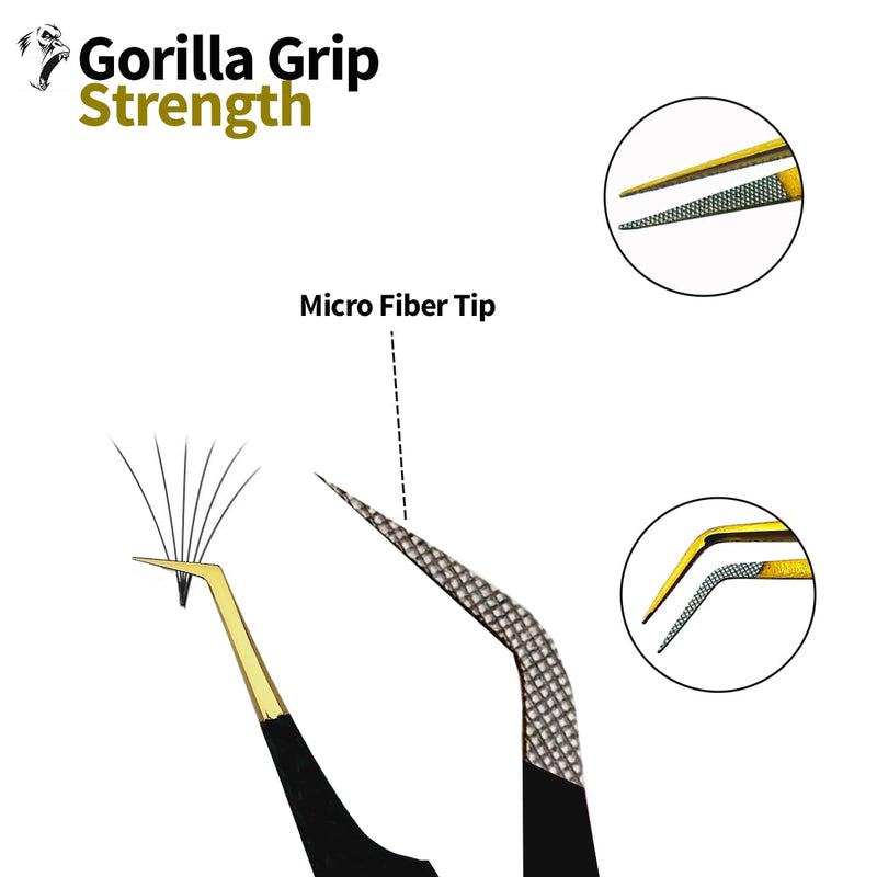 2 Pcs Stainless Steel Tweezers for Eyelash Extensions, Eyelash Extension Tweezers Set, Volume Tweezers, Lash Extension Precision Tweezers, Extension tweezers. (Black) Black