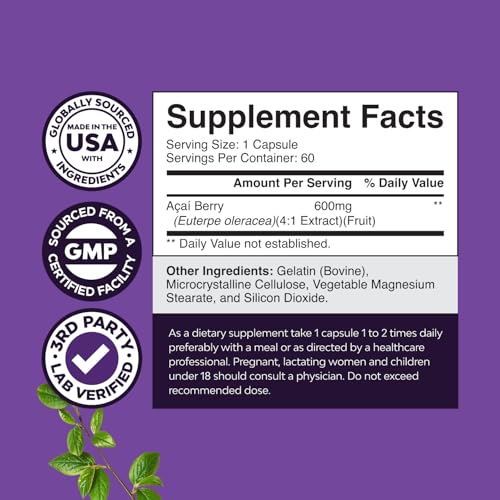 Bundle of Resveratrol Capsules with AMPK Metabolic Activator for Metabolism Boost & Cellular Efficiency and Acai Berry Antioxidant Support for Women & Men for Immune System and Cognitive Health