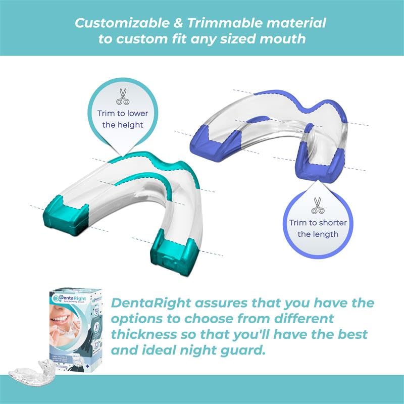 Custom-Fit Moldable Mouth Guard for Teeth Grinding and Clenching, Trimmable and Comfortable Fit - Pack of 6 in 3 Sizes for Kids, Teens, and Adults
