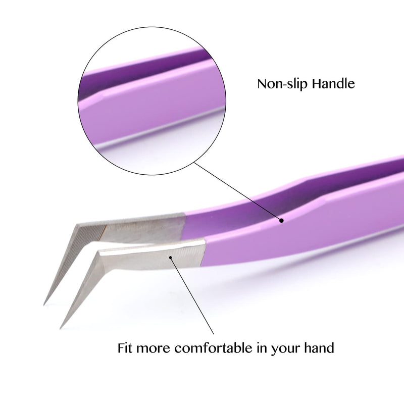 VAVALASH Lash Tweezers - Diamond Grip for Eyelash Extensions - Volume & Classic Fans - Purple, Volume Boot Tweezer Volume Boot Tweezer-Purple 1 Pcs