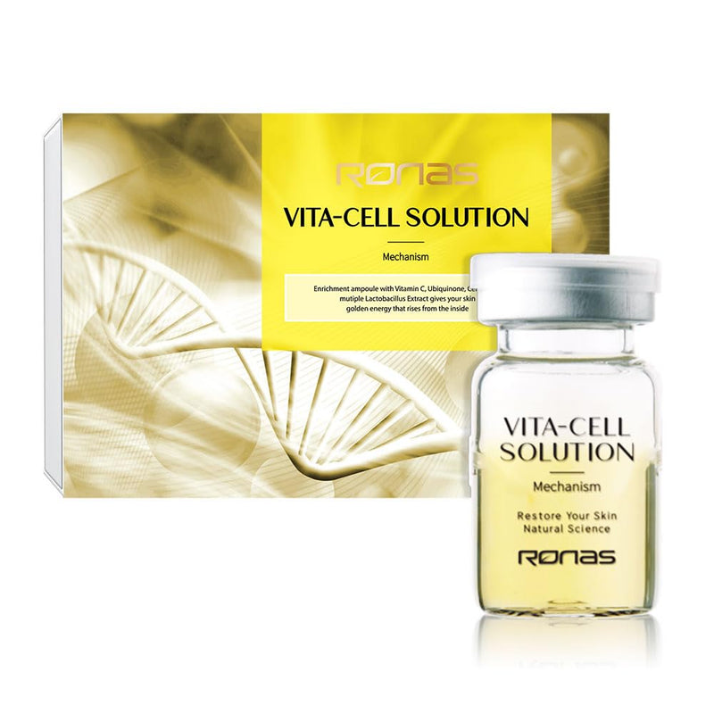 Ronas VITA Cell Solution,Anti Aging Serum for Face neck with Hyaluronic Acid,Vitamin C, Ceramide, Beta glucan, Hydrating Tone up serum for Dark Spots, Fine Lines & wrinkles 0.16oz 10vial, 1.6 Fl Oz