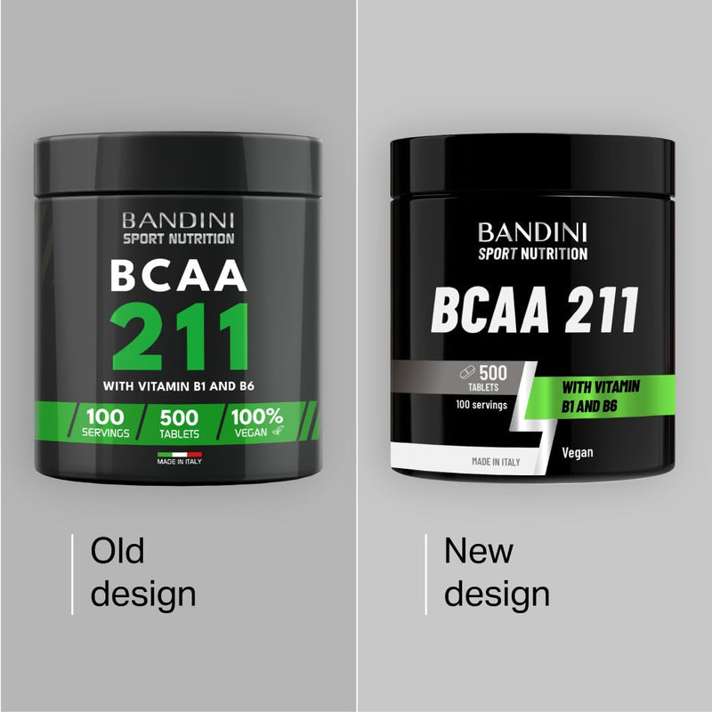 Bandini® BCAA 2:1:1 3000mg per Serving | 500 Vegan Tablets BCAAs (not Capsules or Powder) Pre Workout Branched Chain Amino Acids + Vitamin B6, B1, L-Leucine, L-Isoleucine, L-Valine | BCAA 211 Energy 500 count (Pack of 1)