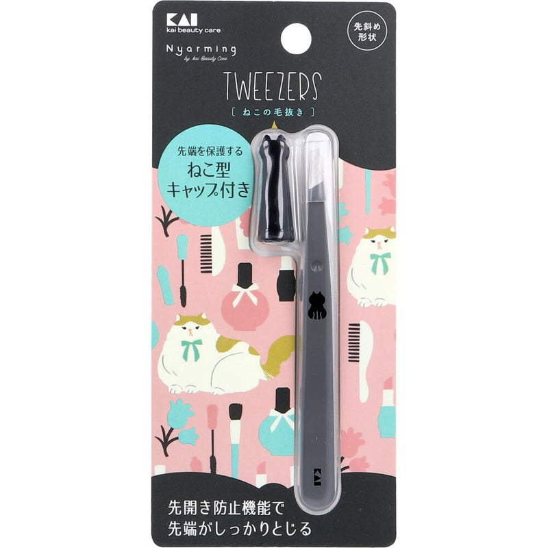 Kai Corporation KAI HC2203 Cat Tweezers with Cap Made in Japan