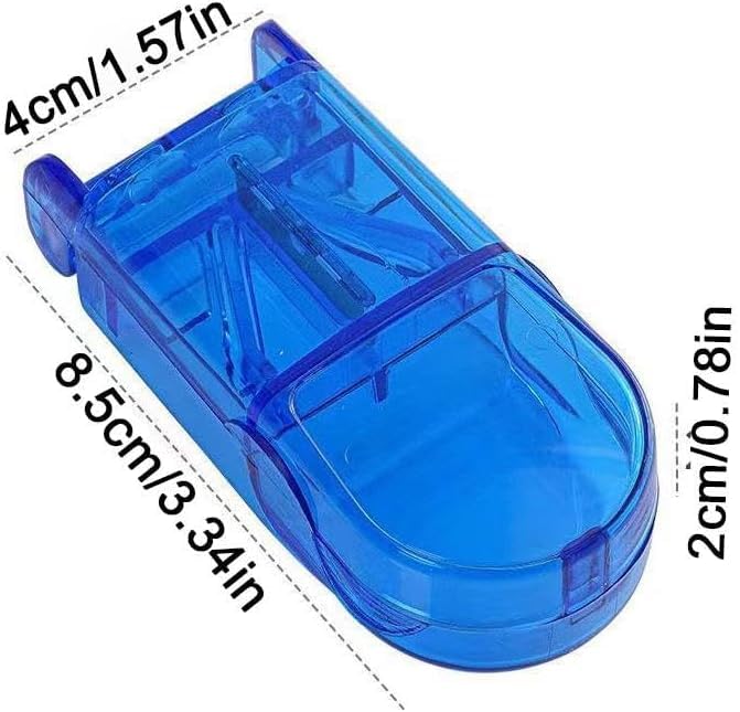 1Pc Blue Pill Cutter,Pill Cutter and Splitter with Dispenser,Splitter with Dispenser, Cuts Pills, Vitamins, Tablets, Cutting Small or Large Pills Daily Medicine Organizer, Medication Aids