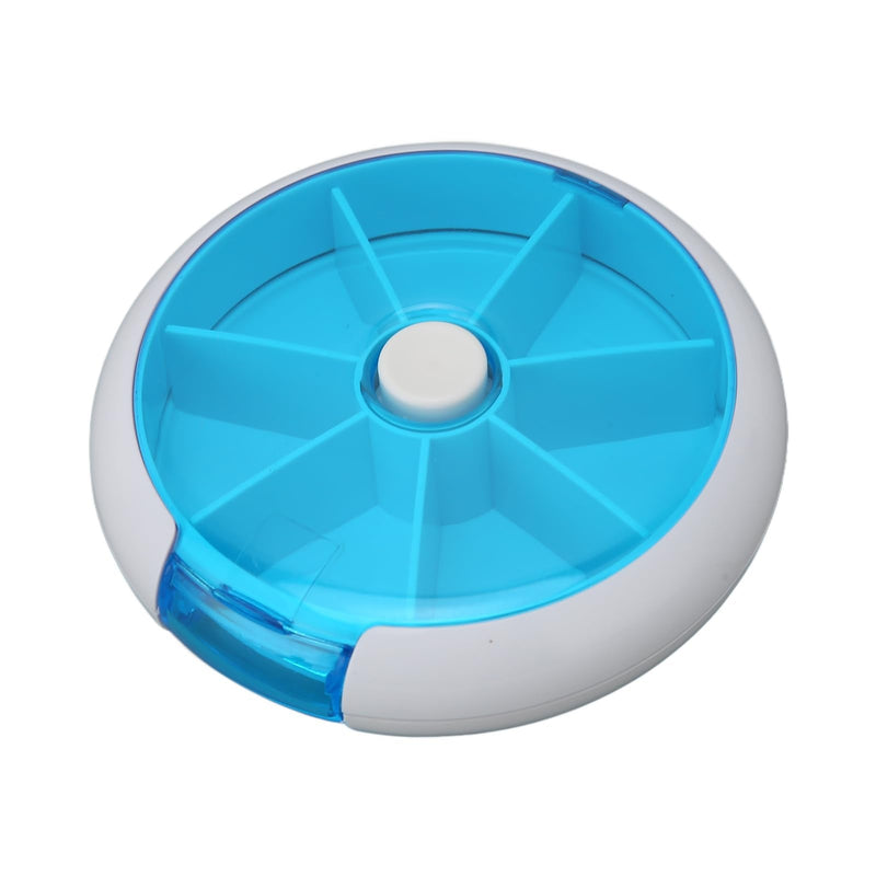 Yinhing Rotating Weekly Organizer Round 7 Day Case Supplements for Vitamins Fish Oil Travel Home Use Blue Plastic