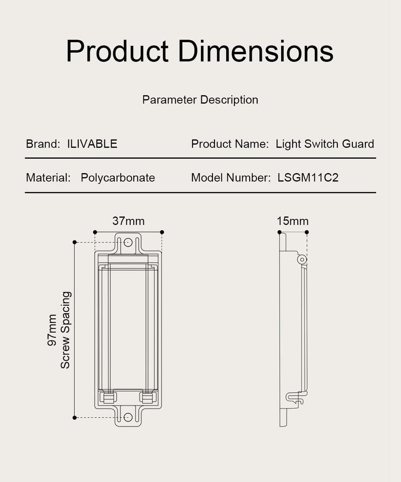 [Australia] - Light Switch Guard, ILIVABLE Child Proof Switch Plate Cover Prevents Kids or Accidental Turned On/Off Switch While Allowing Access (White, 2 Pack) 
