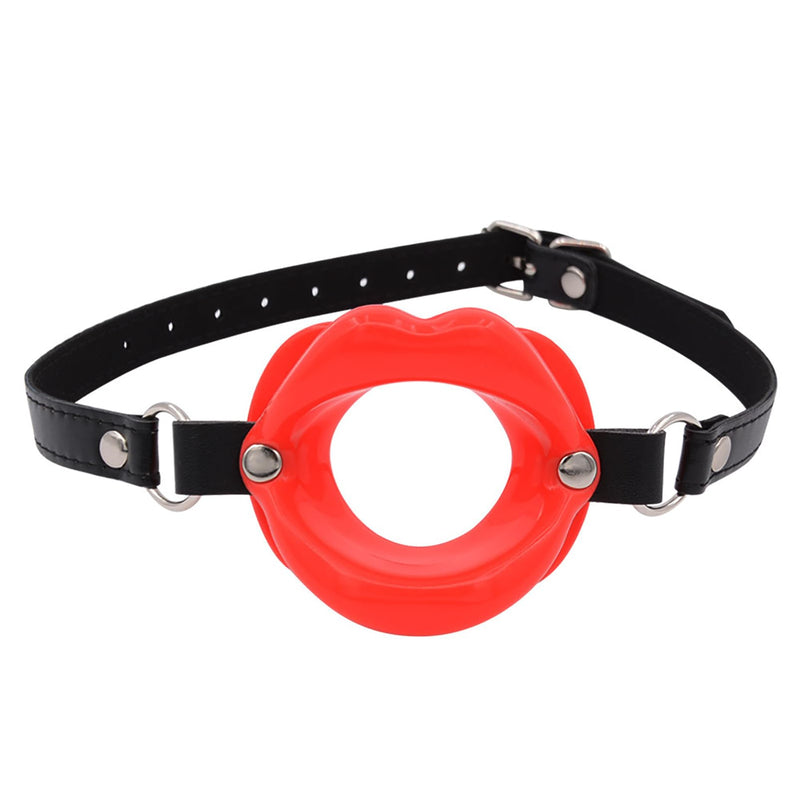 Open Mouth Gag Silicone O-Ring Gags Ball BDSM Bondage Sex Toys Adjustable Head Harness Ballgag Muzzles Restraints Adult Slave Fetish Gear for Men, Women (Red) Red