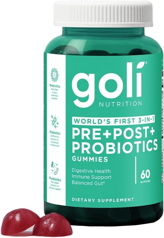 [Australia] - Goli Nutritional Supplement, Pre+Post+Probiotics Gummy - 60 Count - World's First 3-in-1 Gluten-Free, Vegan, Non-GMO, and Gelatin-Free. Watermelon 60 Count (Pack of 1) 