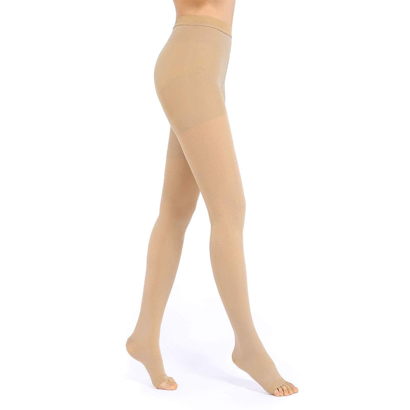 Medical Compression Pantyhose for Women & Men, 20-30mmHg Compression Stockings Beige-a Large