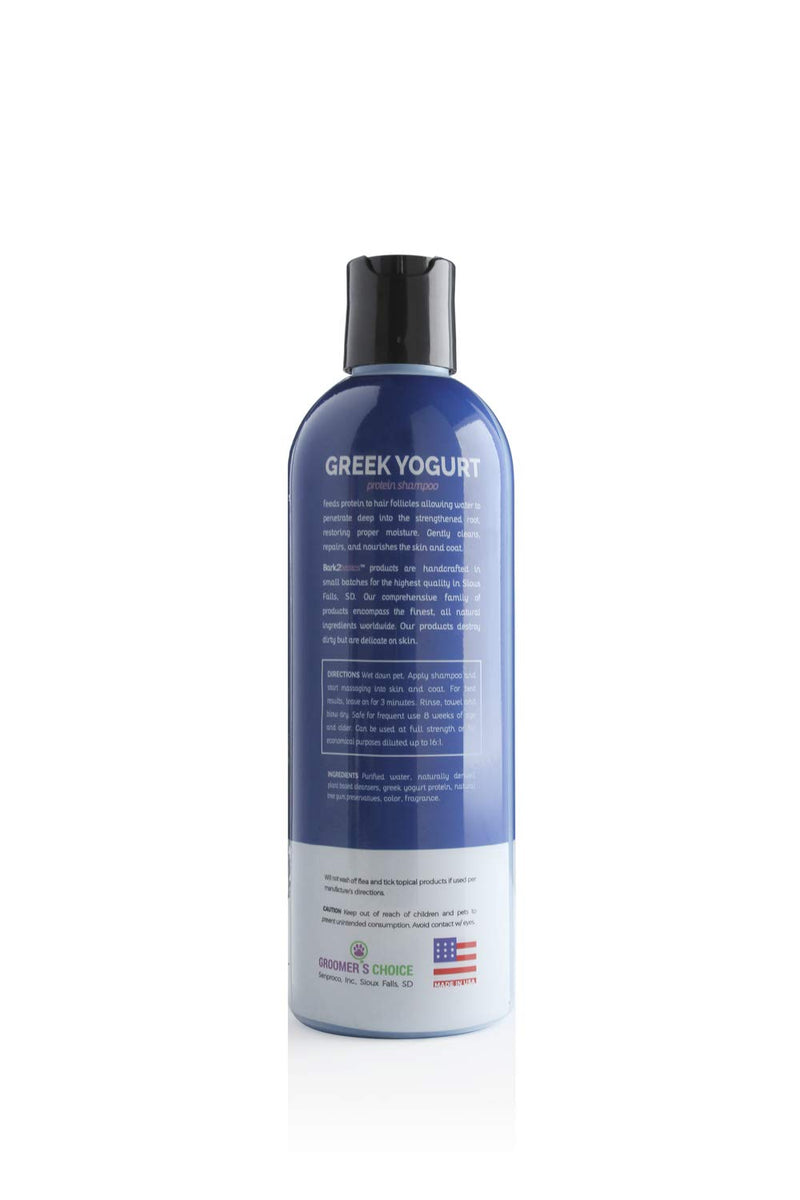 Bark2Basics Blueberry Greek Yogurt Shampoo, 16 oz - Protein Pet Shampoo, Natural Ingredients, Restores Moisture to Dry Coats, Soothes Dry Itchy Skin, 16:1 Concentrated, Professional - PawsPlanet Australia