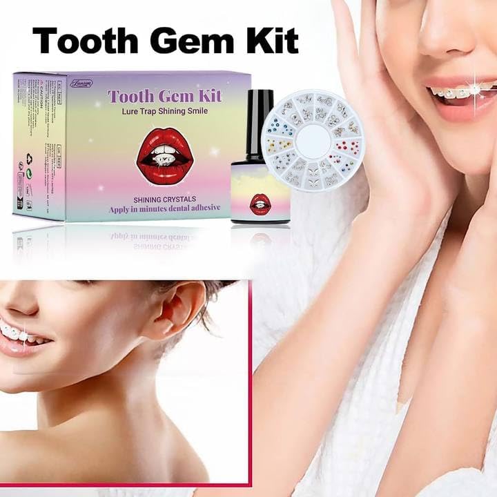 [Australia] - Tooth Jewelery SetTooth Gem Kit Tooth Stone Set Tooth Gems Tooth Gemstone Set DIY Krystal Decoration for Tooth Tooth Jewelery Party Teeth Decoration 