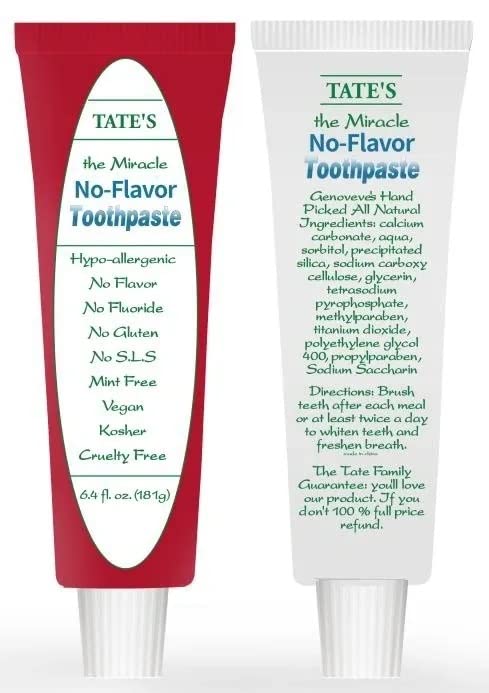 [Australia] - Tate's No Flavor Toothpaste Fluoride-Free, All-Natural Ingredients,Cavity Protection, Whitening & Antiplaque for Sensitive Teeth, Bad Breath,Strengthens Enamel for Adults & Kids (Pack of 2) No Flavor Toothpaste- Pack of 2 
