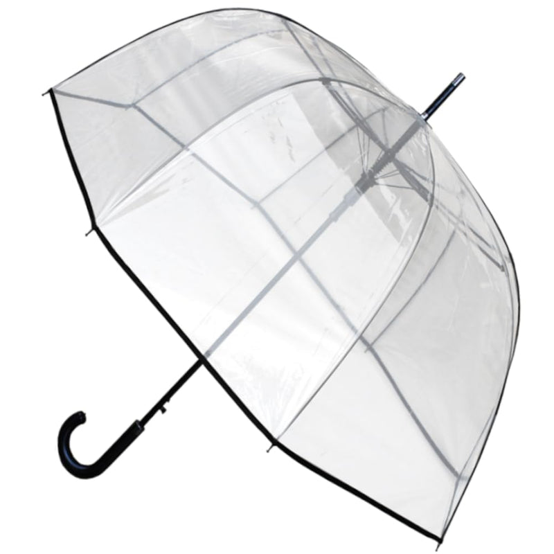 Rare Automatic - Large 54 Inch Arc - Windproof Strong Clear Dome Umbrella | For Rain and Wind Women Men - Heavy Duty Umbrella - Best for See Through Visibility - Transparent Fiberglass 1) Clear with Black Trim