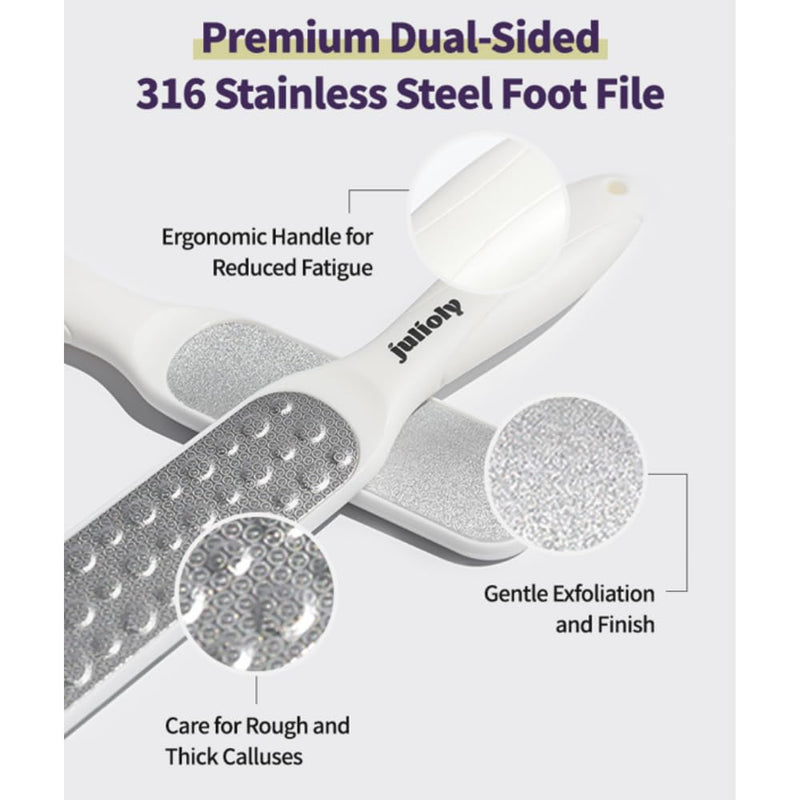[Australia] - Foot Callus Remover Home Care Set ‚Äì Professional Stainless Foot File & Scrubber, Exfoliating Serum for Smooth Skin, Effective on Wet and Dry Feet 