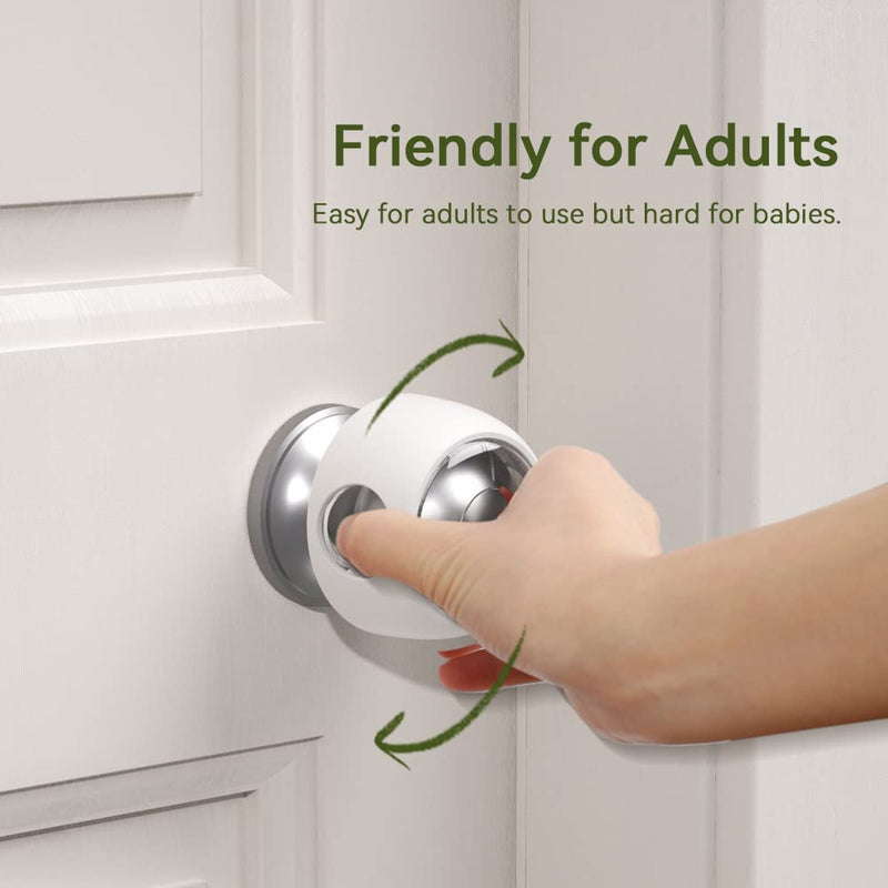 [Australia] - EUDEMON 4 Pack Updated Door Knob Cover Baby Safety Door Lock Childproof Safety Cover Door Handle Cover for Kids Safety (Clear-White) Clear-White 