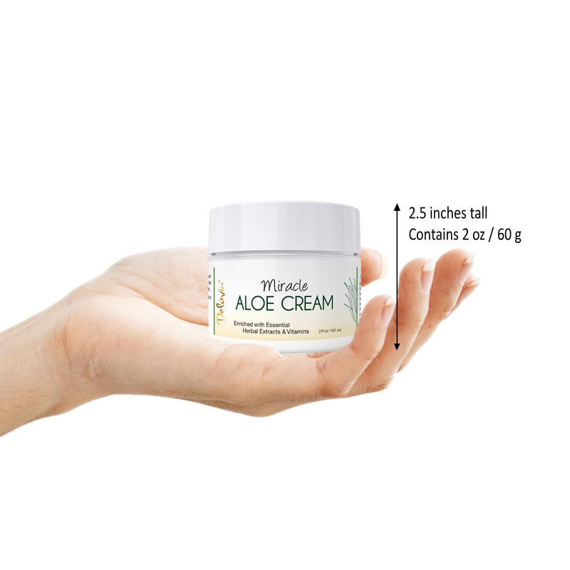 Deluvia Miracle Aloe Cream | Face & Body Moisturizer with Organic Aloe Vera | Hydrating for Dry, Itchy Skin, Problem Skin, Anti-Wrinkle, Soothes Symptoms of Psoriasis, Eczema, Non-Greasy Unscented 2 Ounce (Pack of 1)
