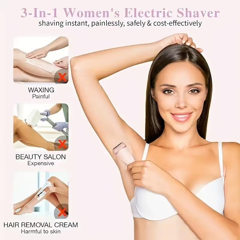 Silk Glide Pro 3.0 Razor for Women | Livora 2 in 1 Electric Shaver | Wet & Dry Waterproof Design | Painless Hair Removal Tool | Suitable for Leg, Arm, Underarm & Bikini Grooming | (Blue) Blue