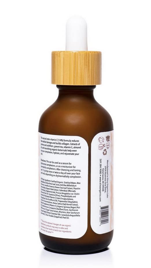 Vitamin C Elixir, 2oz, Hydrates Skin, Reduces Wrinkles, Rebuilds Collagen, Organic Skincare, Unisex
