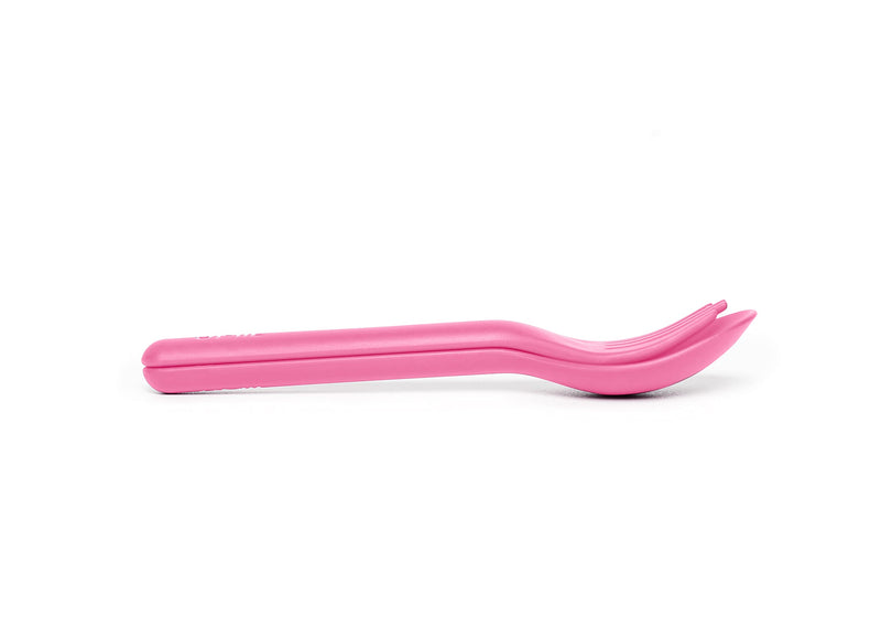 [Australia] - OmieBox Kids Utensils Set with Case - 2 Piece Plastic, Reusable Fork and Spoon Silverware with Pod for Kids (Bubble Pink) Bubble Pink 