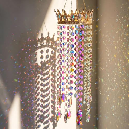 23.5'' Crown Crystal Suncatcher for Window Hanging Garden Sun Catcher Decor Crown-large