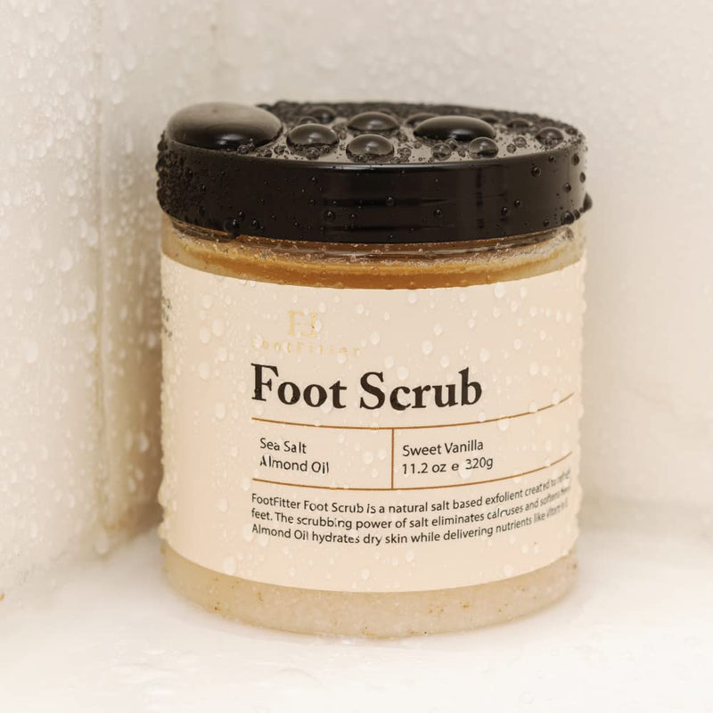 [Australia] - FootFitter Natural Foot Scrub with Sea Salt, Deep Exfoliating Foot Care for Dry Skin, Calluses, and Cracked Heels, Smooths Dry Feet (Made in Germany) Sweet Vanilla Scent 