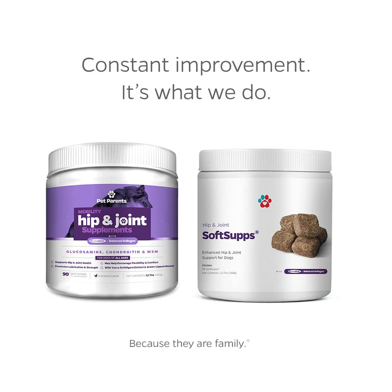 Pet Parents Hip & Joint SoftSupps® - Joint Support Supplement for Dogs with Green Lipped Mussel, Eggshell Membrane, & Glucosamine for Dogs for Dog Joint Pain Relief - 90ct Hip and Joint Chews for Dogs - PawsPlanet Australia
