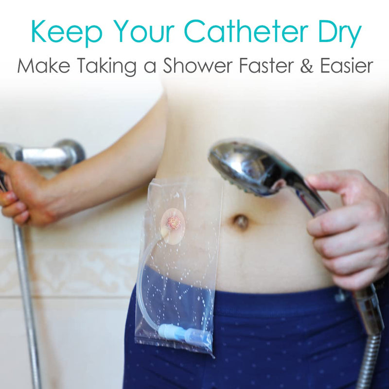 [Australia] - Waterproof Peritoneal Dialysis Shower Pouch PD Catheter Holder Gtube Covers Protector for Feeding Tube Supplies Peg Dialysis Belt Accessories Adults Women Men (Pack of 25) Pack of 25 Transparent 