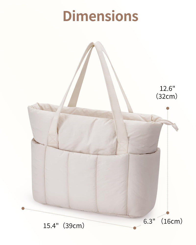 Narwey Puffer Work Tote Bag with Puffy Makeup Bag