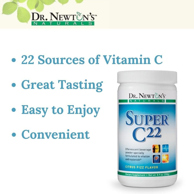 SelfCare+ Dr. Newton’s Naturals Super C22 Effervescent Vitamin C Fizzy Powdered Drink Mix with 22 Natural Sources of Vitamin C – 1500mg -8.9 Ounce Can