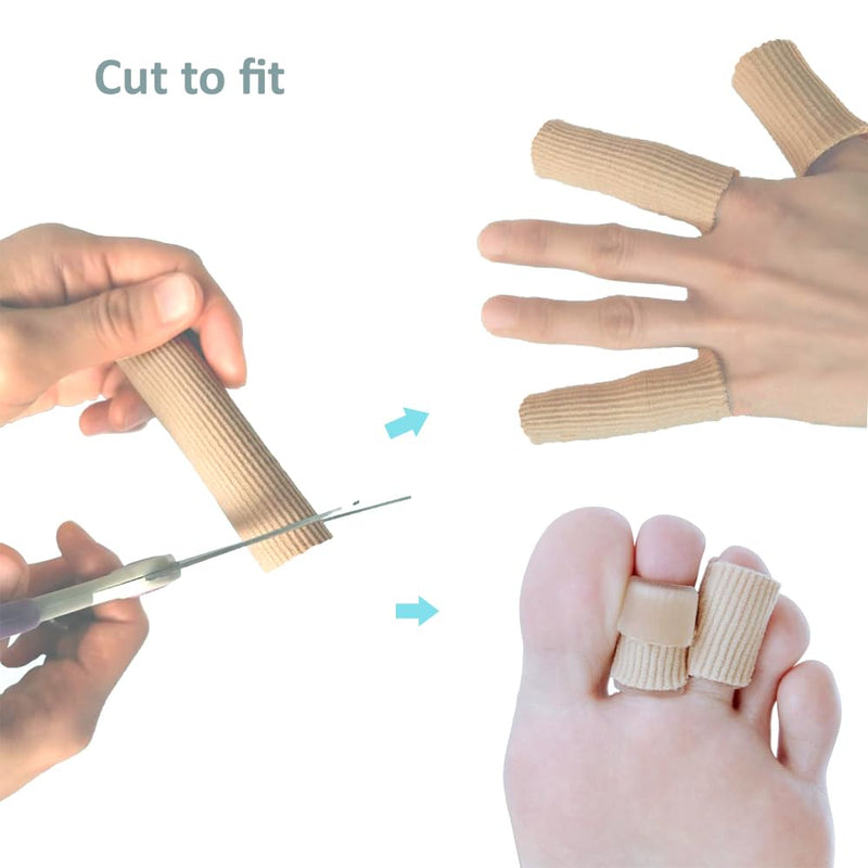 [Australia] - SOHLER 6 Packs Closed Toe Caps Finger Covers Sleeve Protectors, Elastic Fabric Lined with Soft Gel (Medium 9/16"x 2-1/2") Medium 9/16"x 2-1/2" 