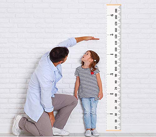 [Australia] - Growth Chart for Kids, Canvas Height Chart Ruler Removable Wood Hanging Wall Ruler Measurement Chart for Home Decoration (White) White 