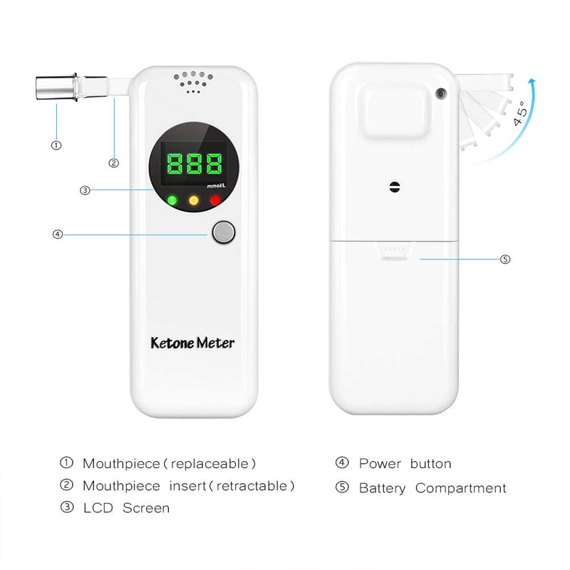 [Australia] - Ketosis Breath Meter, Accurate Digital Keto Breath Analyzer for Ketosis Tracking with 10pc Mouthpieces(mmol/L) 1 Count (Pack of 1) 