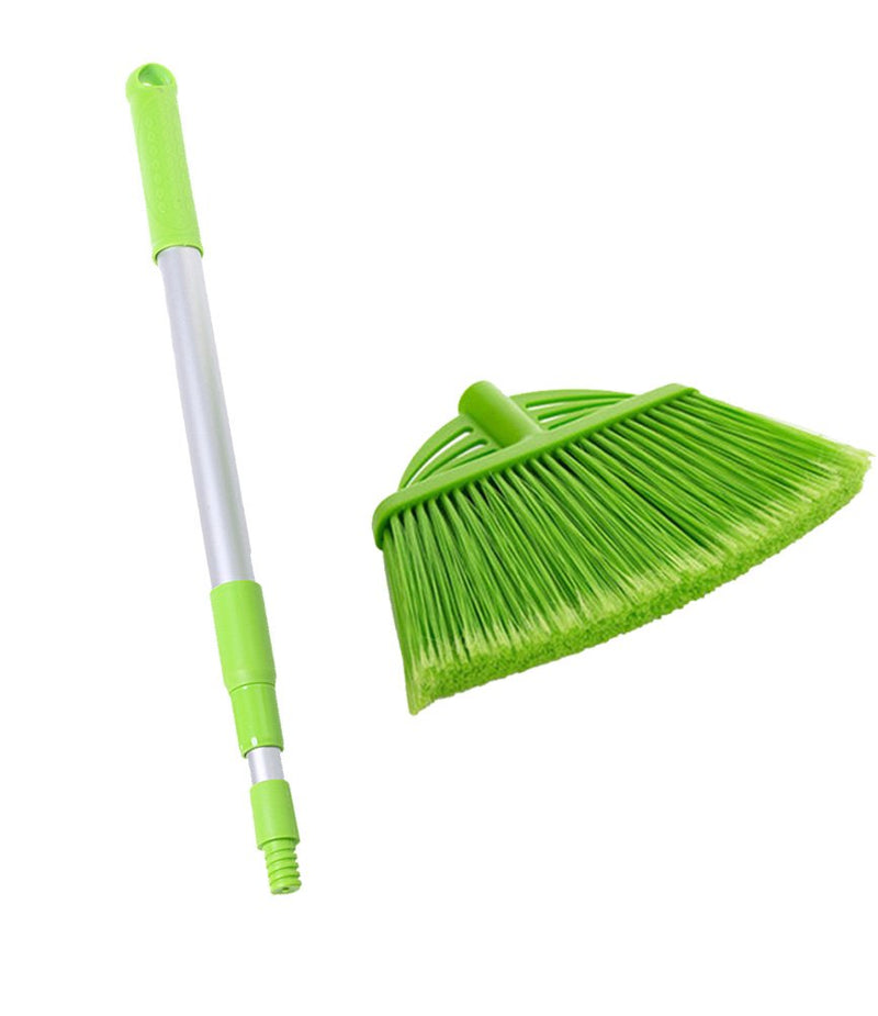 [Australia] - Three-Section Telescopic Aluminum Alloy Rod Long-Handled Broom（Green） Green 