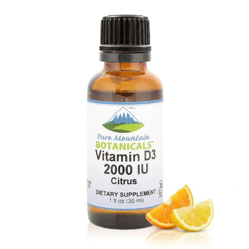 Liquid Vitamin D Drops - 2000 IU Vitamin D3 Supplement - Natural Orange Lemon Flavor in MCT Oil - Pure D3 for Adults and Kids - 1 oz