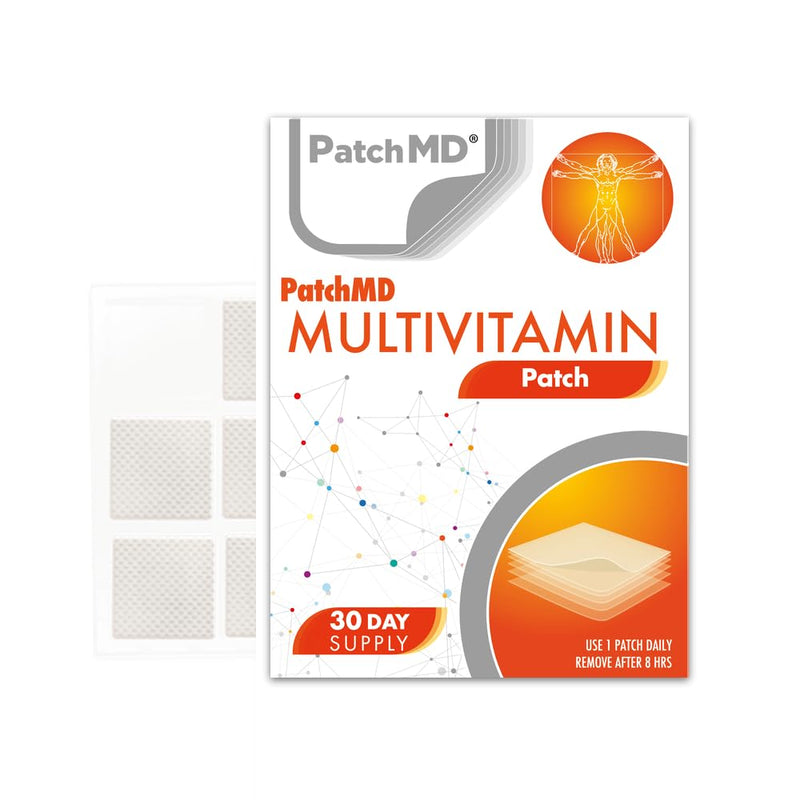PatchMD Multivitamin - 30 Daily Topical Patches. 100% Natural. Hypoallergenic & Filler Free. High Absorption More bioavailable. Suitable for Sensitive stomachs & bariatric.