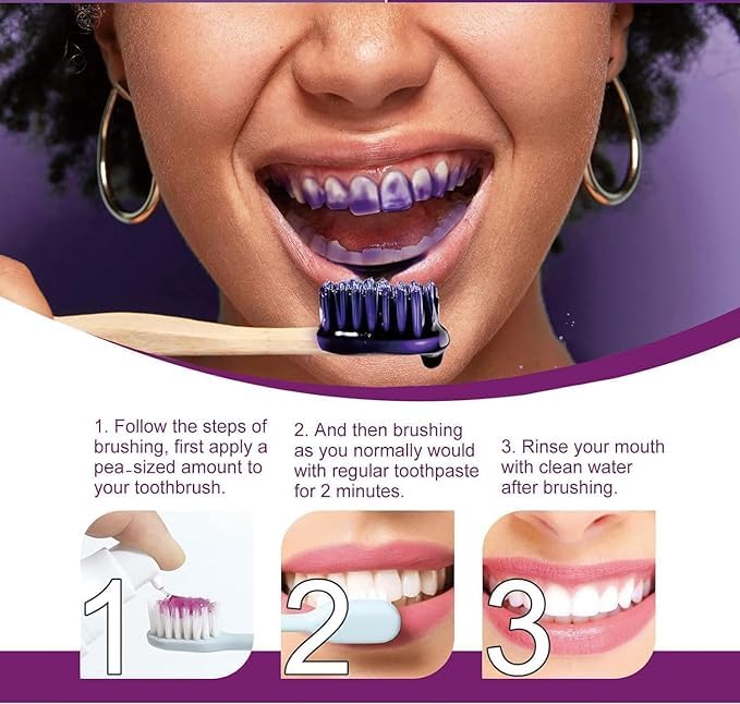 Purple Toothpaste for Teeth Whitening, Purple Whitening Toothpaste for Adults,Tooth Stain Remover Gel - Tooth Whitener Suitable for Smoking, Coffee, and Removing Dental Stone ﻿ ﻿ ﻿ (1 Fl Oz/30ml)