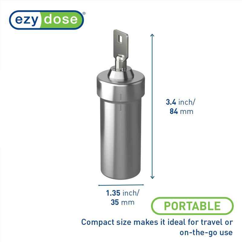 Ezy Dose Pill Box and Medicine, Vitamin Container, Safe for Money & Travel Items, Stainless Steel, 2 Keys with Lock Silver Large