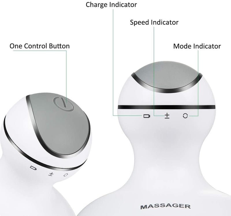 [Australia] - LATME Scalp Massager with 4 Replacement Massage Heads Portable Head Scratcher with Tissue Kneading Nodes Gifts Idea Stress Release Massager for Muscles Shoulder Calf 