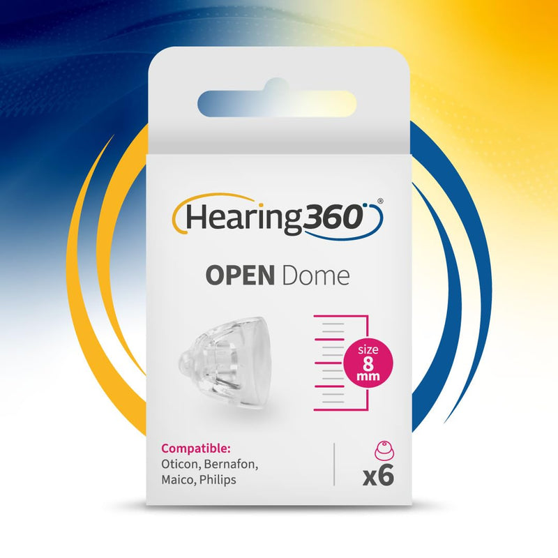6 x OPEN MiniFit Domes Compatible Oticon, Bernafon, Philips and Maico - Silicone Hearing Aid Domes (8mm) 8 mm